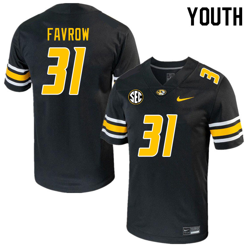 Youth #31 Anthony Favrow Missouri Tigers College 2023 Football Stitched Jerseys Sale-Black